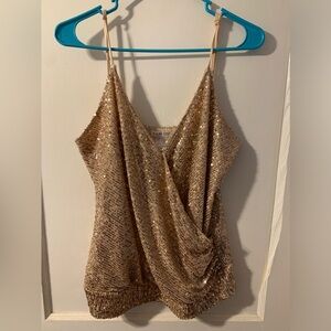 Venus sequin top. never worn. rose gold color. size Large